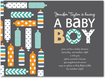 Baby Shower Invitation for Boys Grey