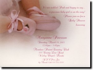 Balerina Baby Shower Invitations Pink Toes