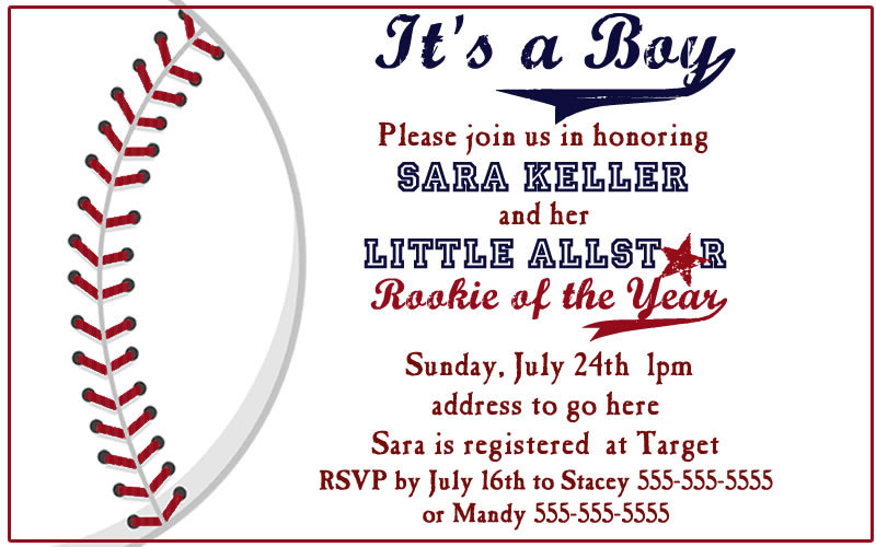 Baseball Baby Shower Invitations Simple