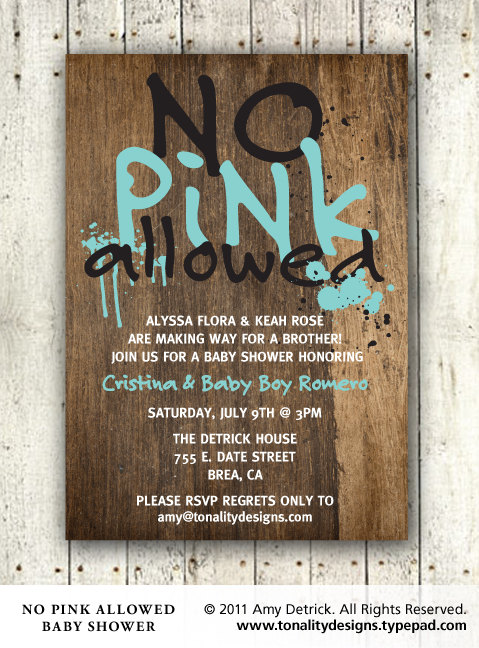 Boy Baby Shower Invitation No Pink ALlowed