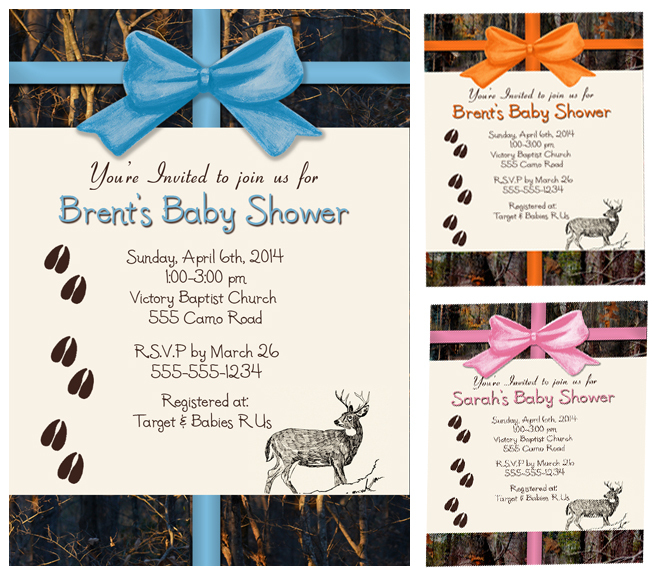 Camo Baby Shower Invitations Deer