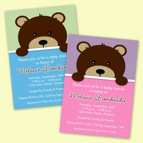 Customized Baby Shower Invitations Bear