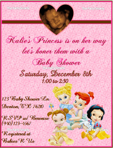 Disney Baby Shower Invitations Little Princess