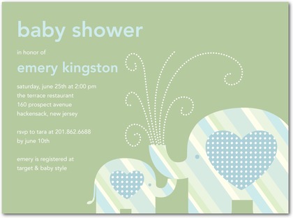 Elephant Baby Shower Invitation Green