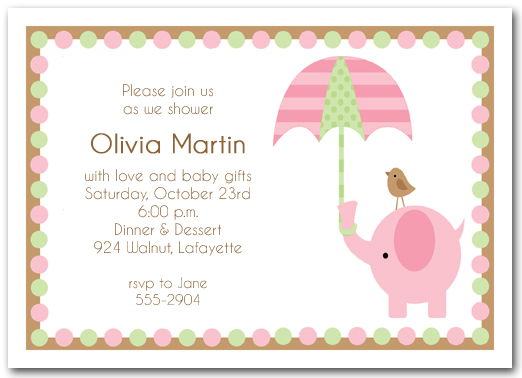 Elephant Baby Shower Invitation Pink