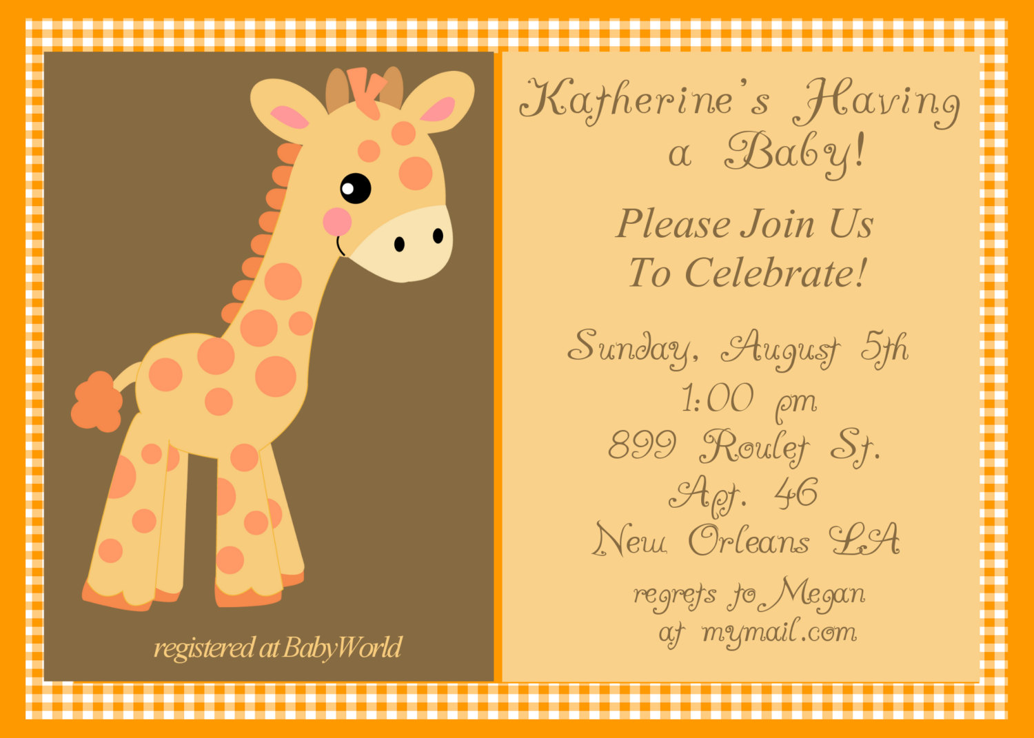 HGiraffe Baby Shower Invitations 3