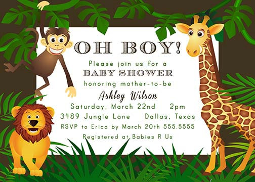 Jungle Baby Shower Invitation Simple