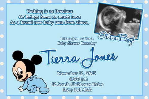 Mickey Mouse Baby SHower Invitations Little