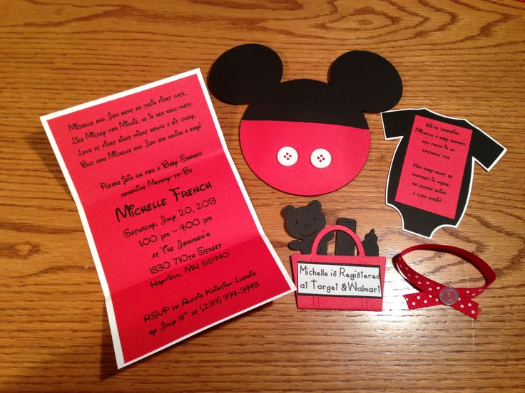 Mickey Mouse Baby Shower Invitations Reds Card