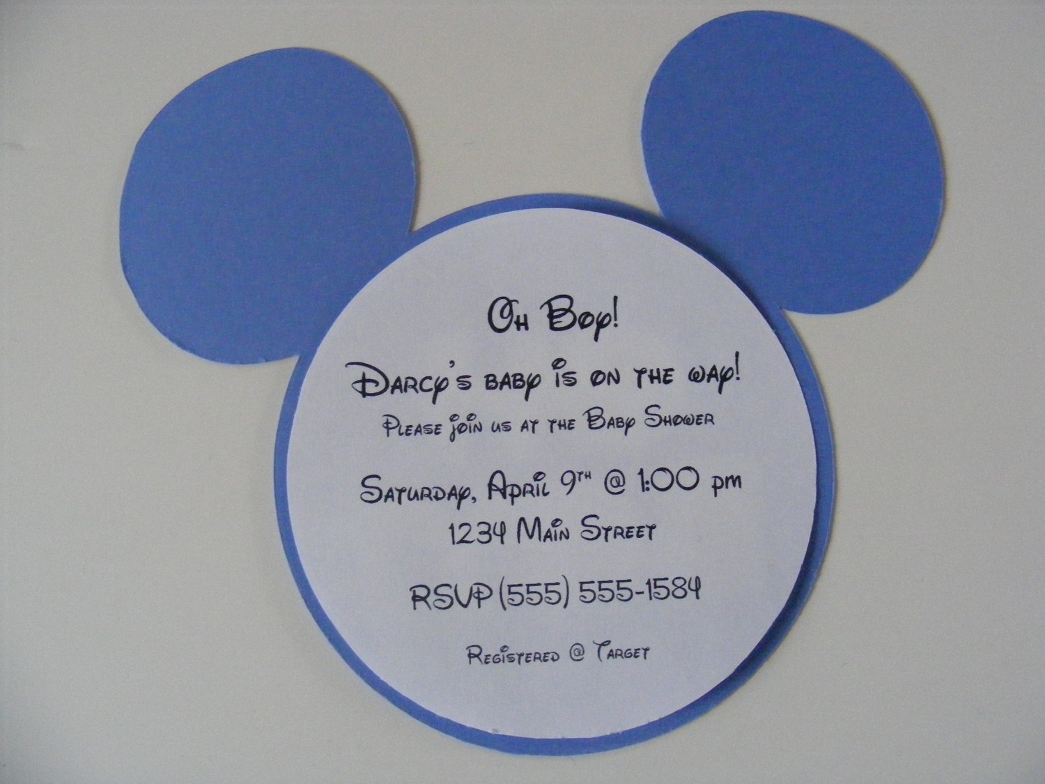 Mickey Mouse Baby Shower Invitations Simple Blue
