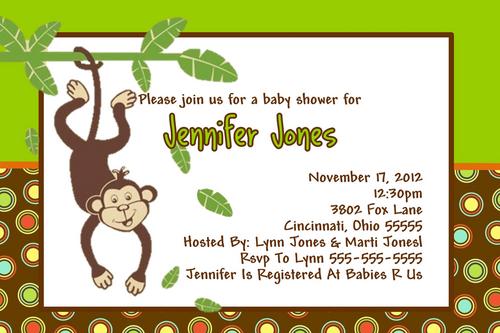 Monkey Baby Shower Invitation the Jungle