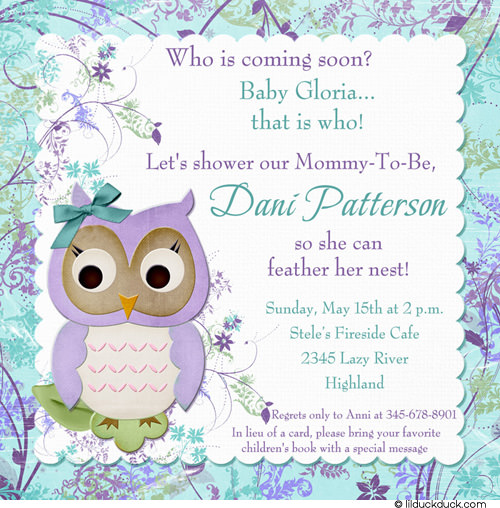 Owl Baby Shower Invitations Blue