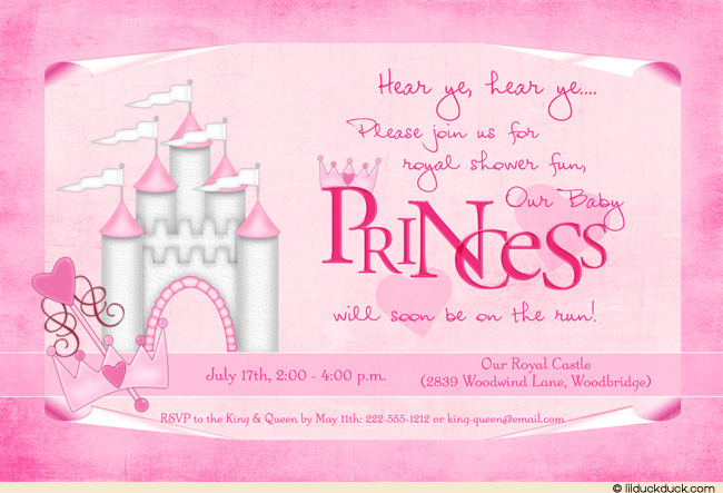 Princess Baby Shower Invitation Castle