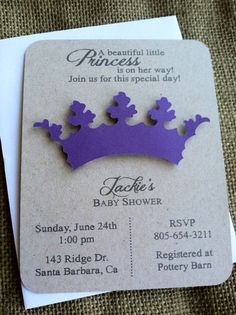 Purple Baby Shower Invitations Crown