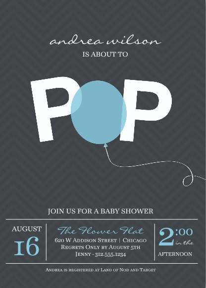 Ready to Pop Baby Shower Invitations Blue