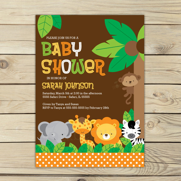 Safari Themes Baby Shower Invitations