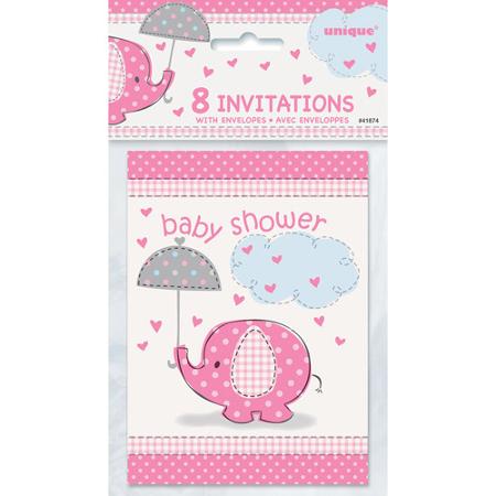 Walmart Baby Shower Invitation Pink Elephant