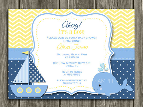 Whale Baby Shower Invitations 2