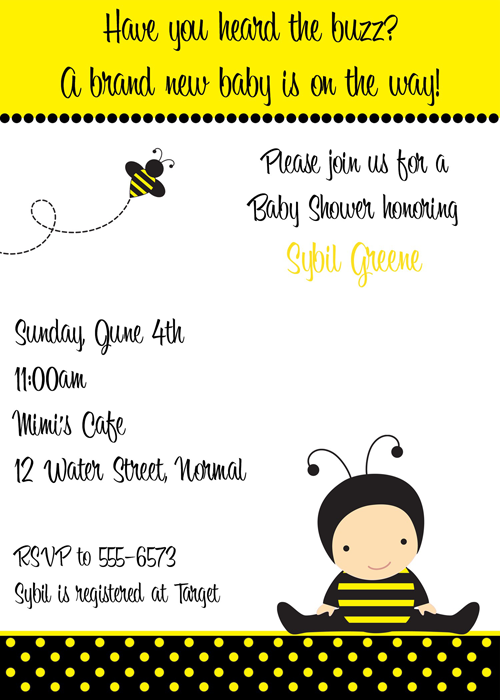 Bee Baby Shower Invitations