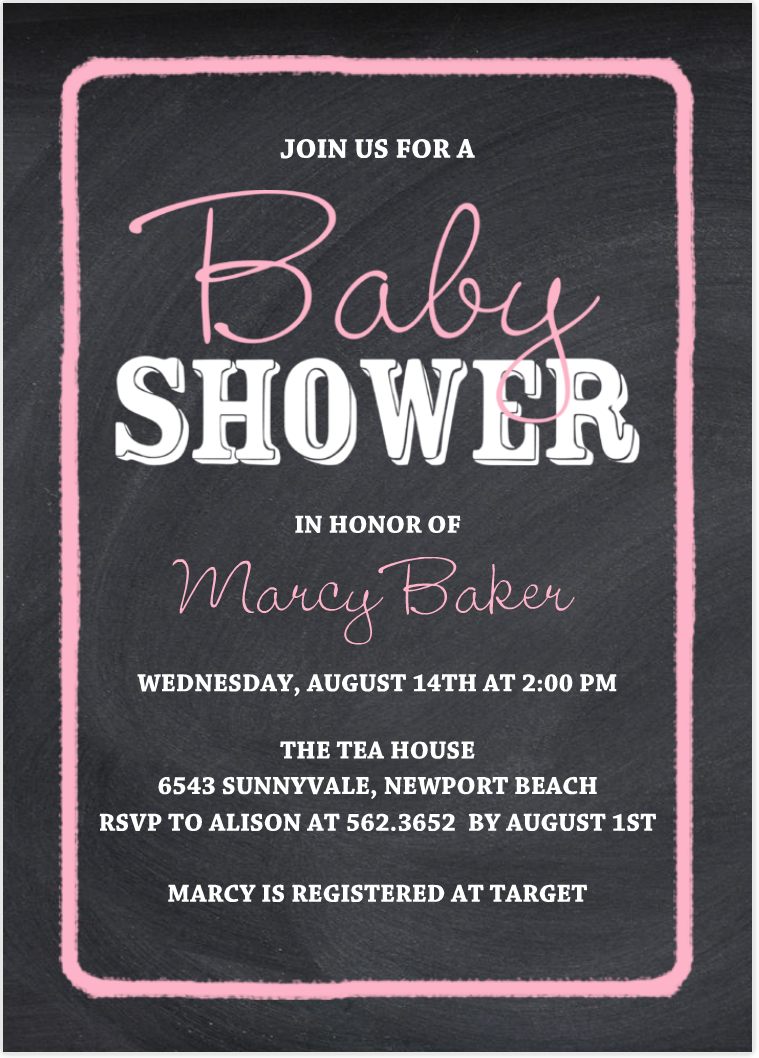 Blackboard Baby Shower Invitation