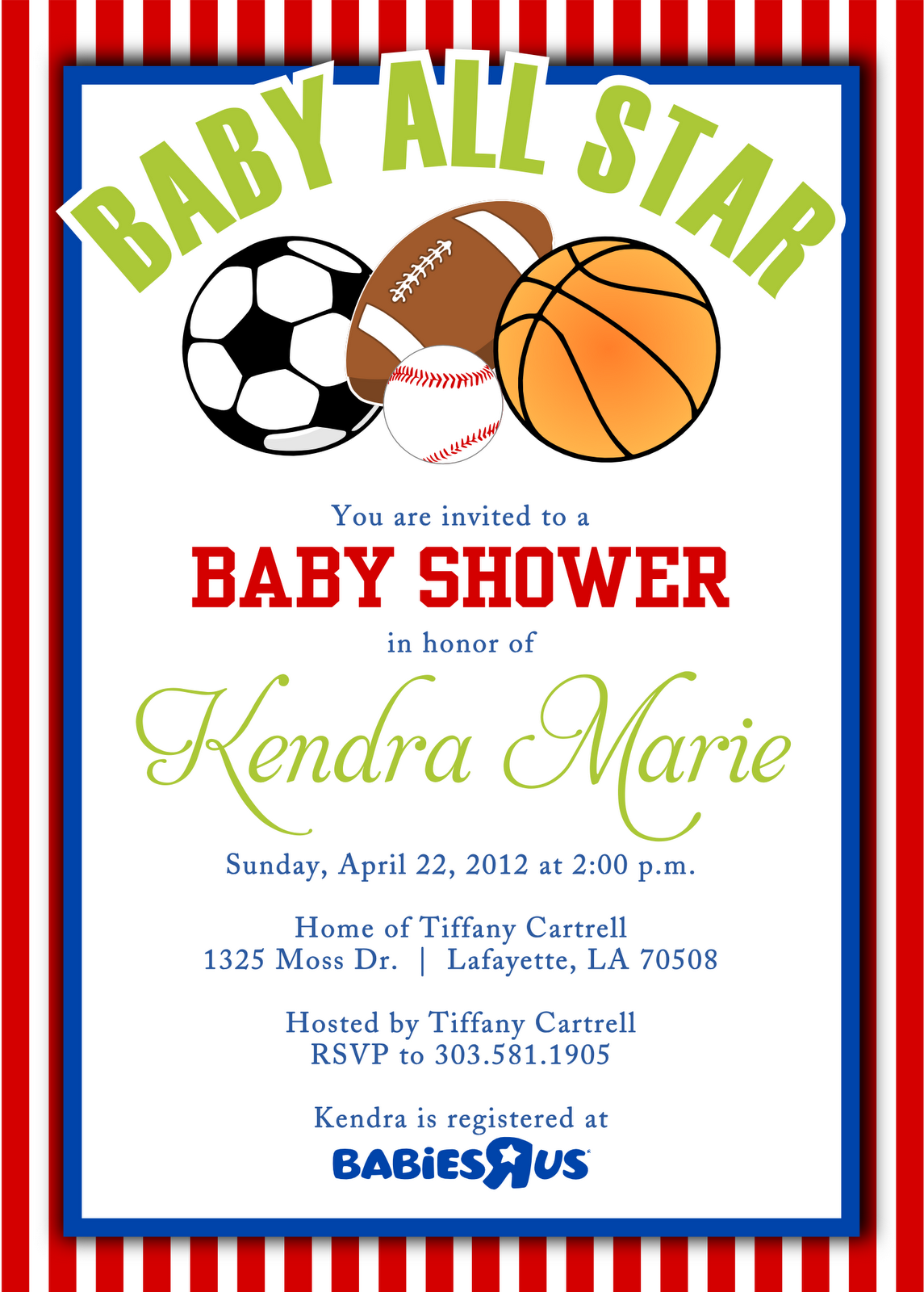 Sport Themes Baby Shower Invitations