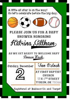 Sports Baby Shower Invitations 2