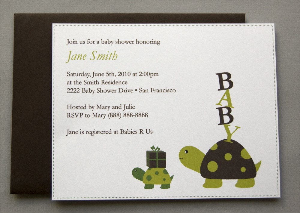 Turtle Baby Shower Invitations