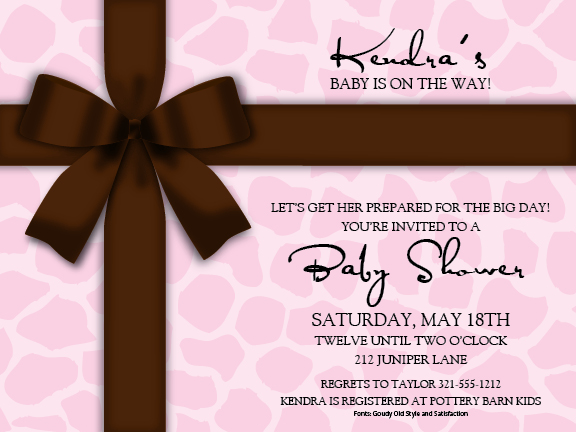 Pink and Brown Baby SHower Invitations3