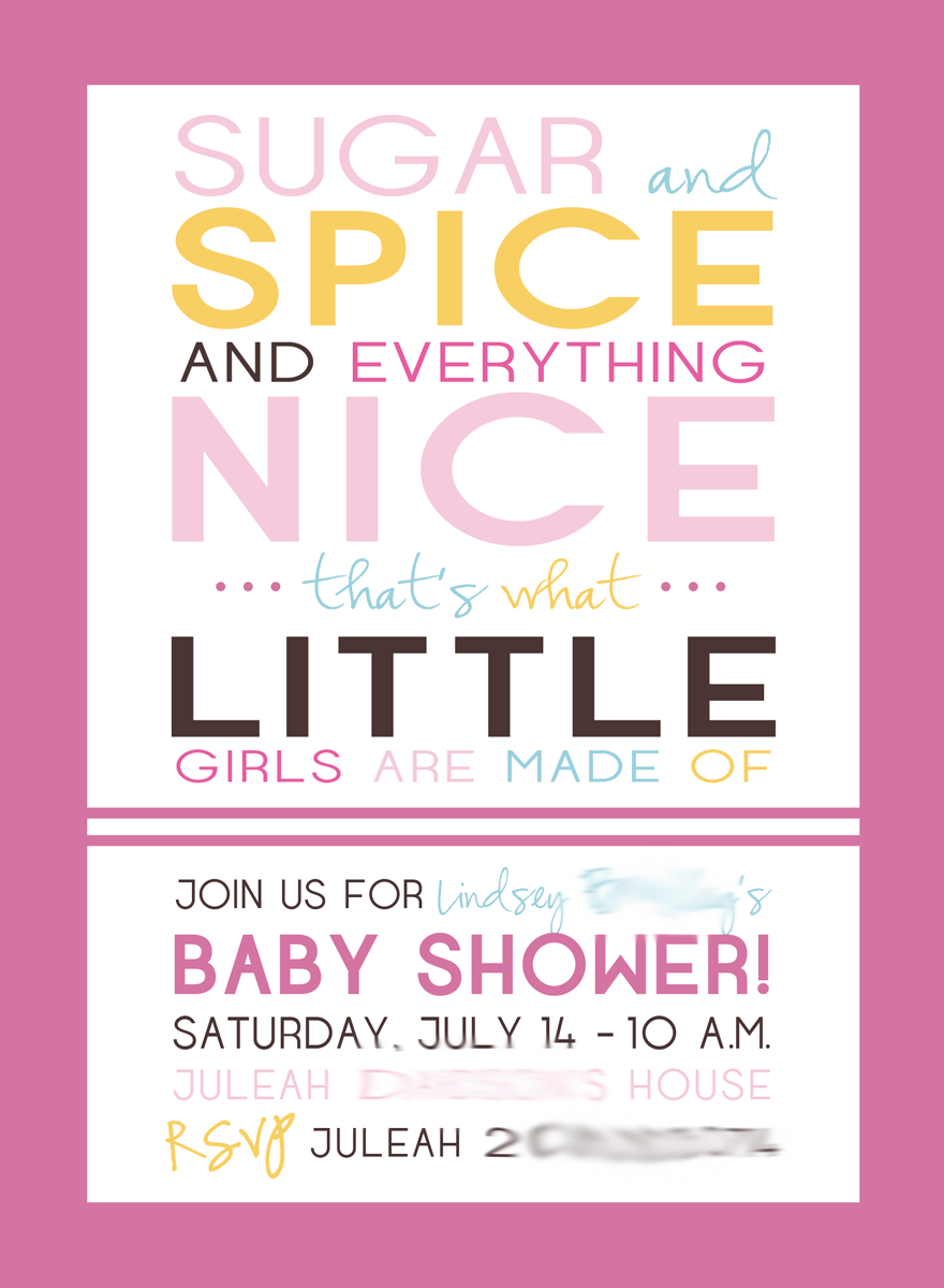 Sugar and Spice Baby SHower Invitations Pink