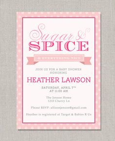 Sugar and Spice Baby Shower Invitations 3