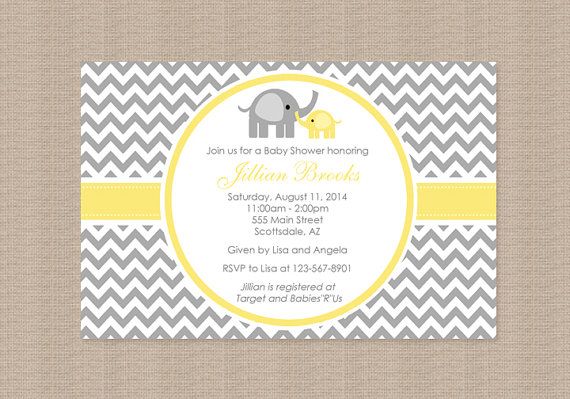Yellow and Grey Baby Shower Invitations