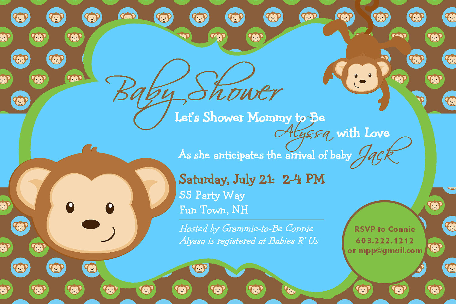 Baby Shower Monkey Invitations
