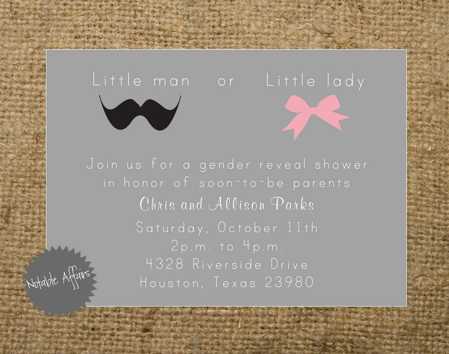 Gender Reveal Baby Shower Invitations