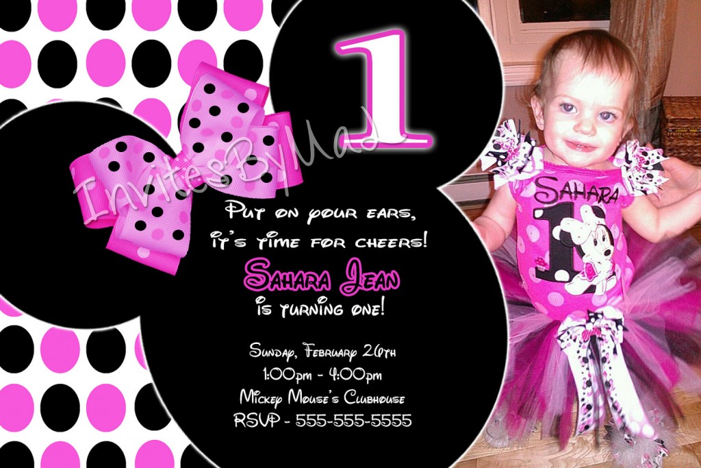 Baby Minnie Mouse 1st Birthday Invitations | Dolanpedia