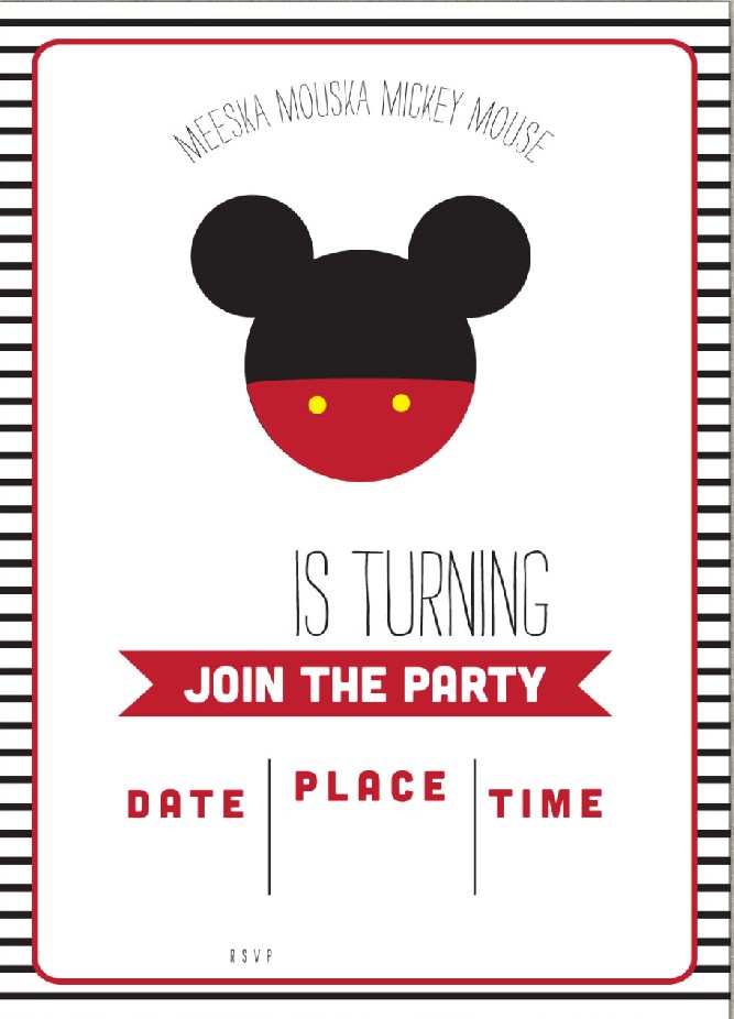 Free Simple Mickey Mouse Head Invitation Template