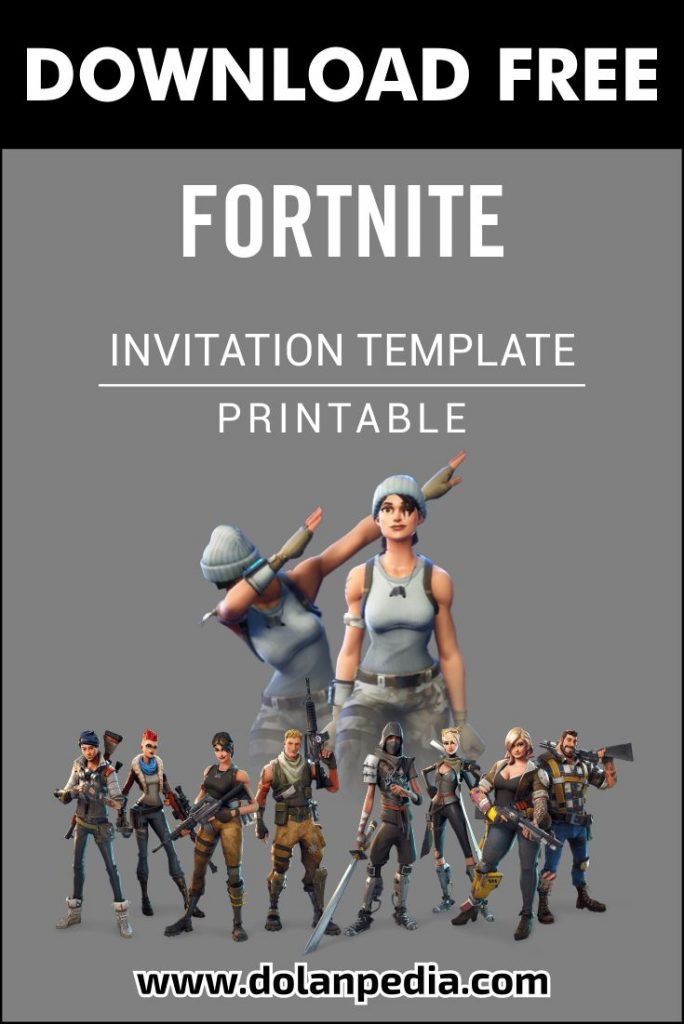Free Printable Fortnite Invitation Templates With Portrait and Cool Background