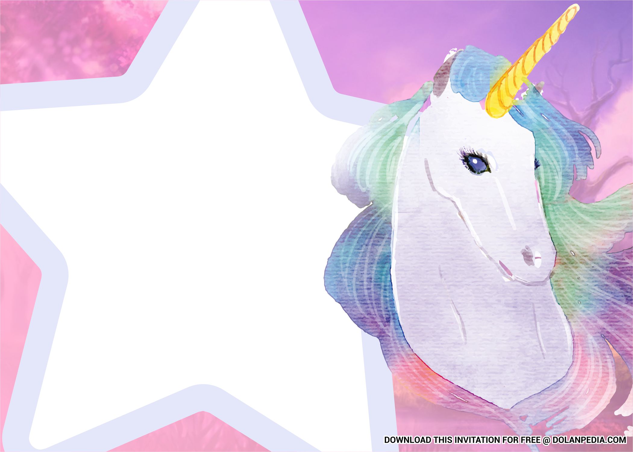 Free Printable Golden Unicorn Templates With Pink Background