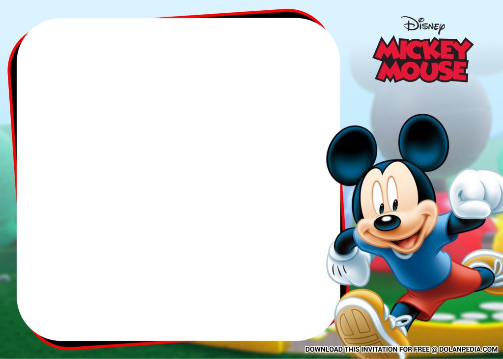 Free Printable Mickey Mouse Invitation Templates With Green Park Background