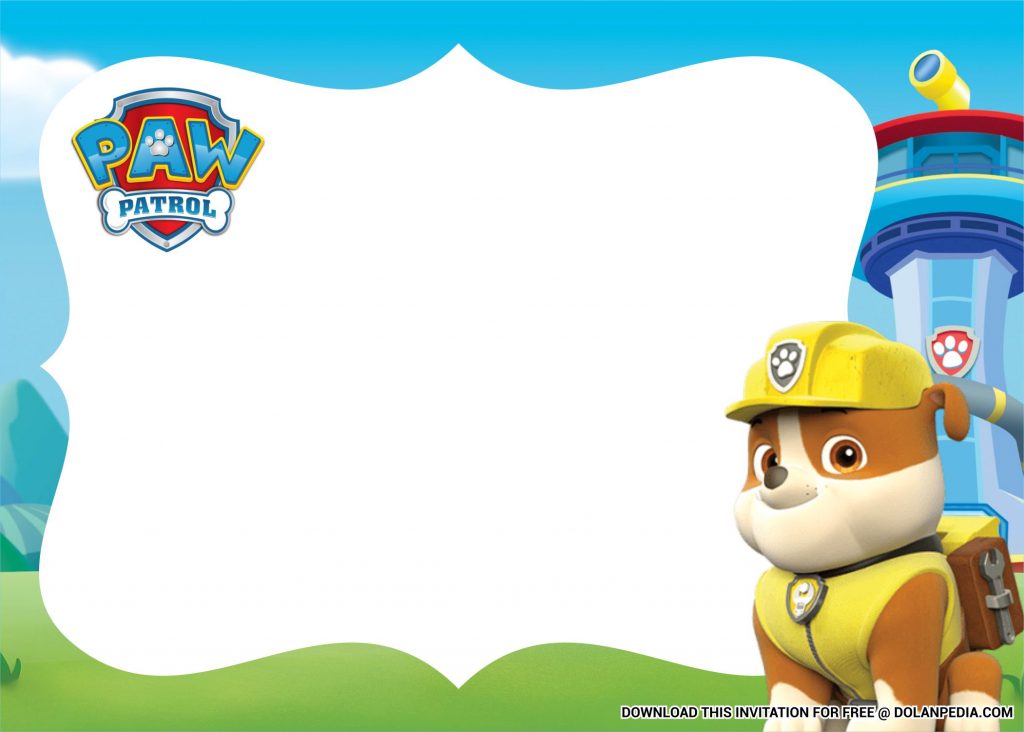 Free Printable Paw Patrol Invitation Templates With Cute background