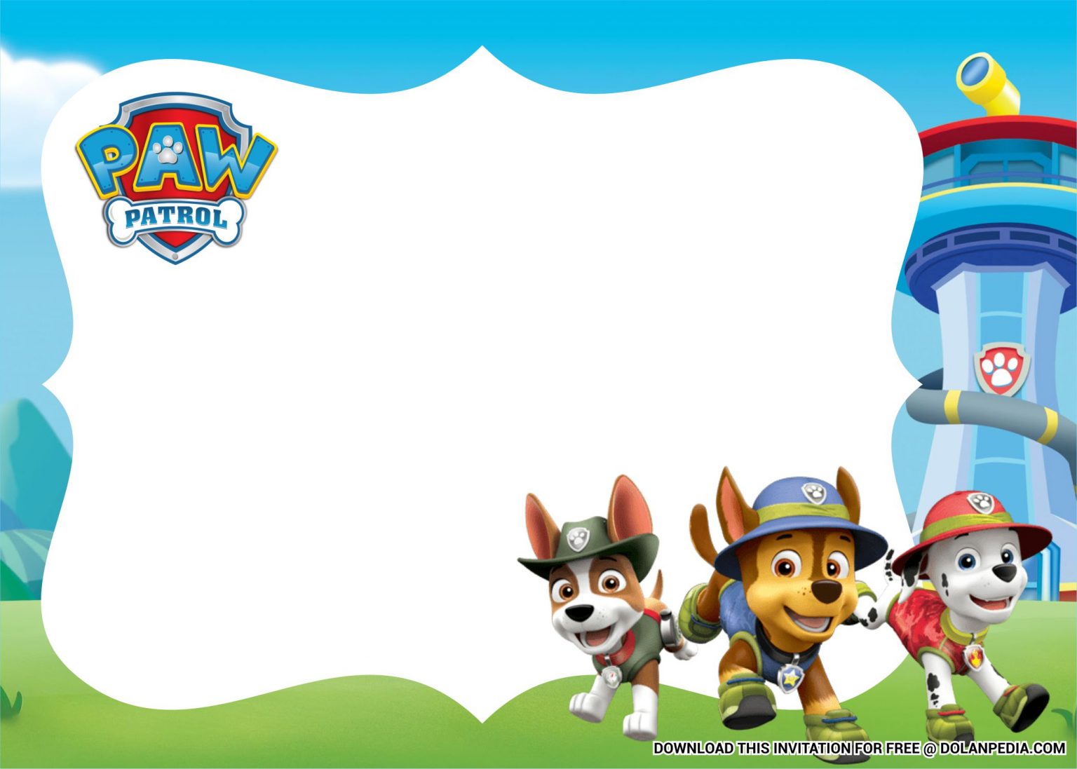 (FREE Printable) – Cute Paw Patrol Birthday Invitation Templates ...