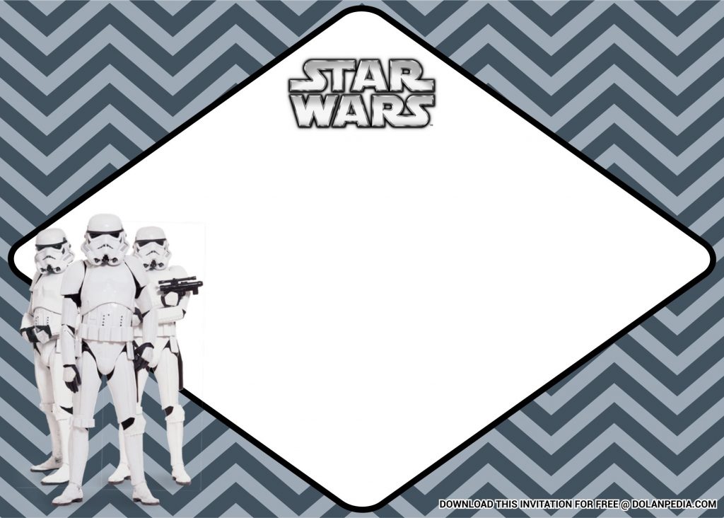 Free Printable Star Wars Templates With White Storm Strooper and Zigzag Background