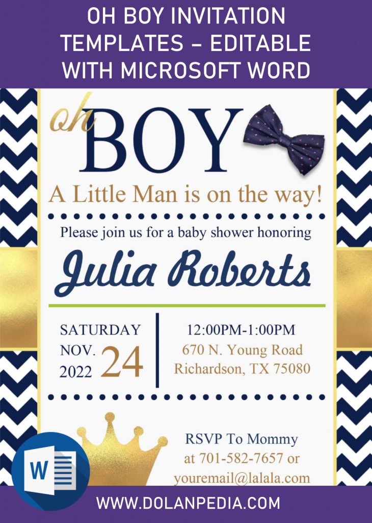 Oh Boy Invitation Templates - Editable With Microsoft Word and has 