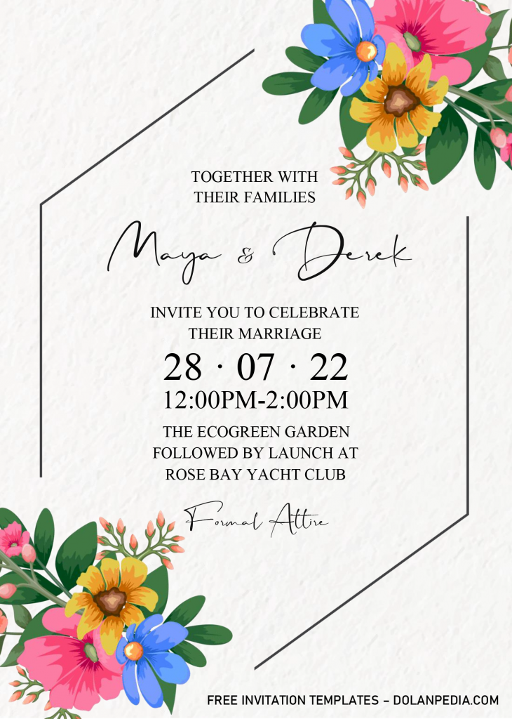 Elegant Garden Invitation Templates - Editable With MS Word and has exotic floral graphics