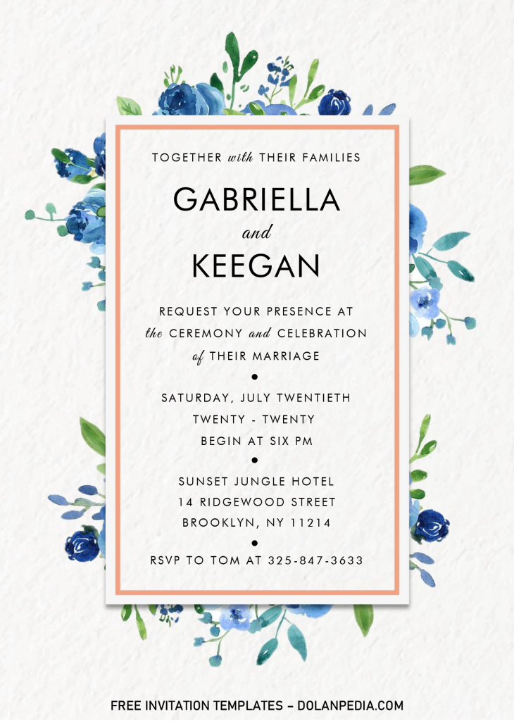 Modern Floral Invitation Templates - Editable With MS Word and has purple flowers