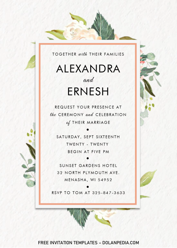 Modern Floral Invitation Templates - Editable With MS Word and has portrait orientation