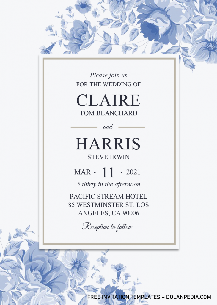Modern Blue Invitation Templates - Editable With Microsoft Word and has white background