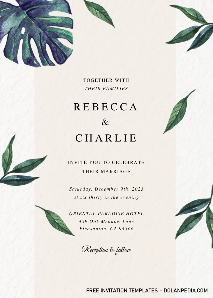 Modern Tropical Invitation Templates - Editable With MS Word and has aesthetic design
