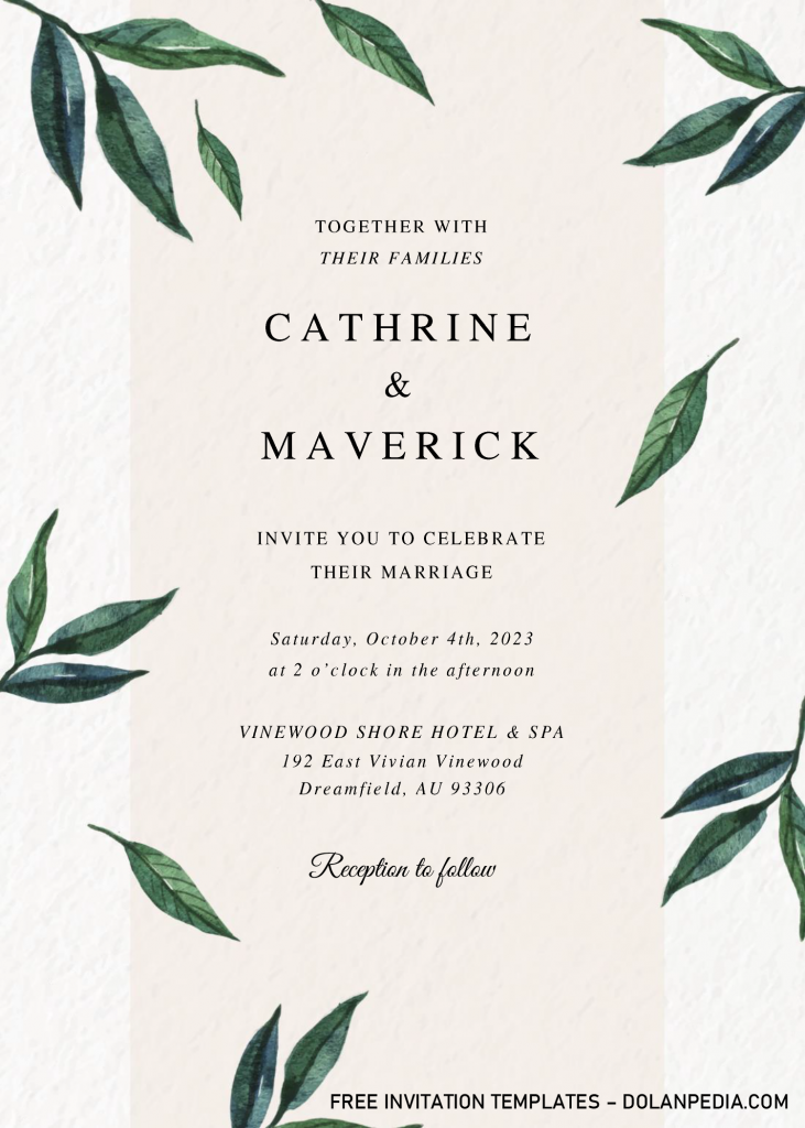 Modern Tropical Invitation Templates - Editable With MS Word and has green leaves