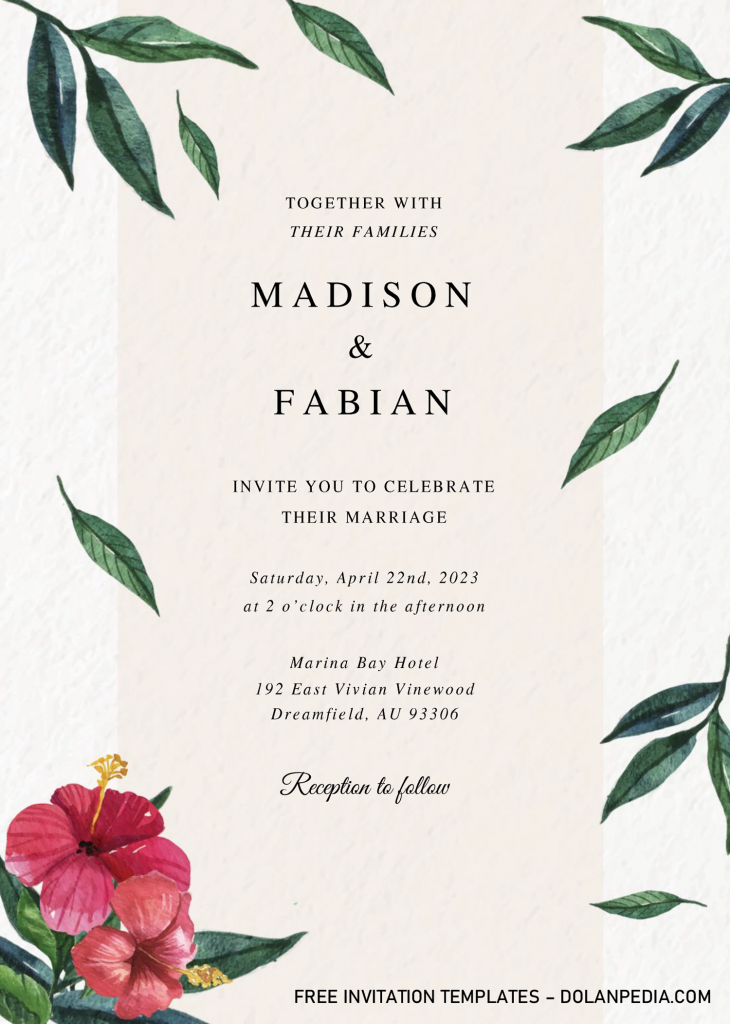Modern Tropical Invitation Templates - Editable With MS Word and has portrait orentation