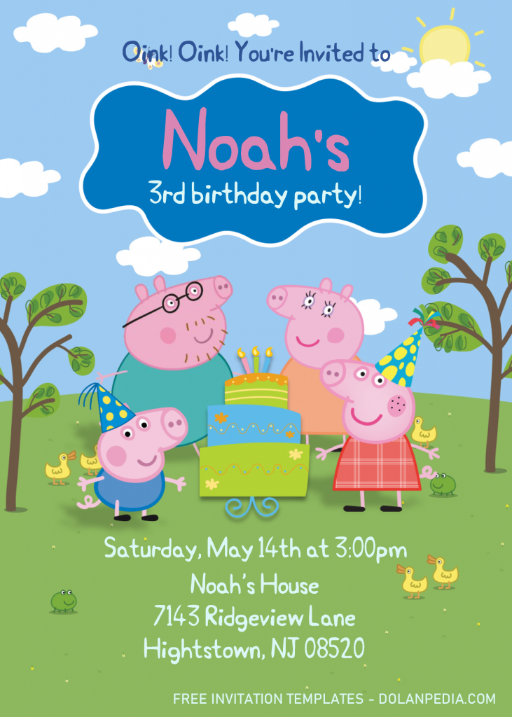 Peppa Pig Invitation Templates - Editable .Docx and has beautiful background